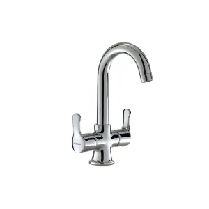 12018_Centre-Hole-Basin-Mixer-(With-a-Pair-of-450mm-Braided-Hose)